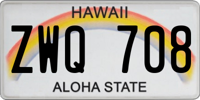HI license plate ZWQ708