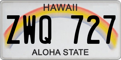 HI license plate ZWQ727