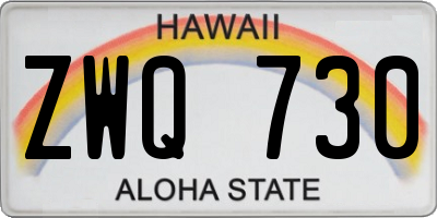 HI license plate ZWQ730