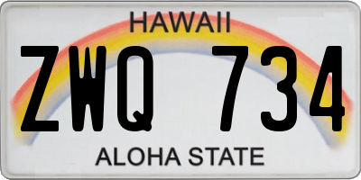 HI license plate ZWQ734
