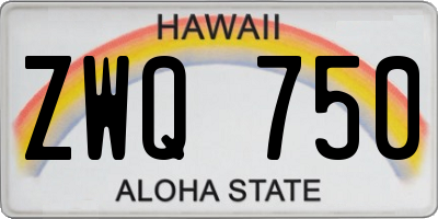 HI license plate ZWQ750