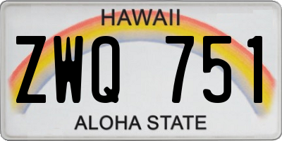 HI license plate ZWQ751