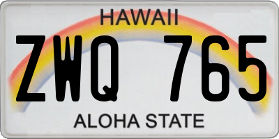 HI license plate ZWQ765