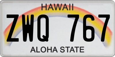 HI license plate ZWQ767