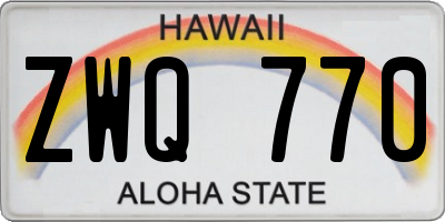 HI license plate ZWQ770