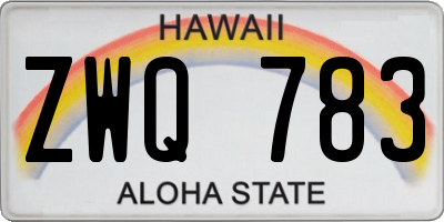 HI license plate ZWQ783