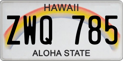 HI license plate ZWQ785