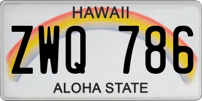 HI license plate ZWQ786