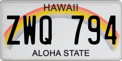 HI license plate ZWQ794