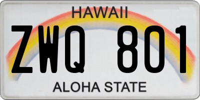 HI license plate ZWQ801