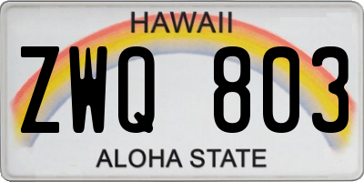 HI license plate ZWQ803