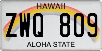 HI license plate ZWQ809