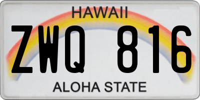 HI license plate ZWQ816