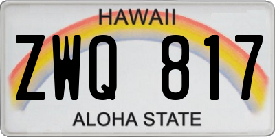 HI license plate ZWQ817