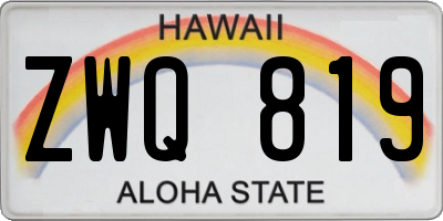 HI license plate ZWQ819