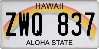 HI license plate ZWQ837