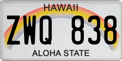 HI license plate ZWQ838