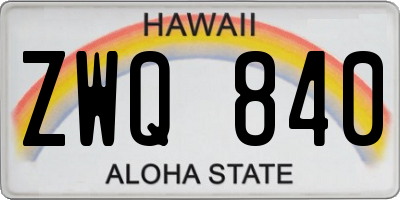 HI license plate ZWQ840