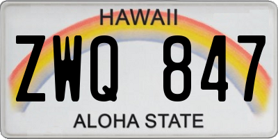 HI license plate ZWQ847