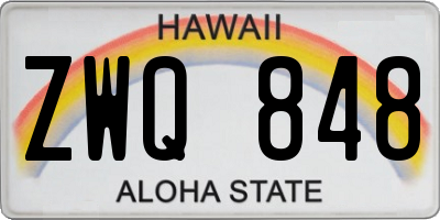 HI license plate ZWQ848