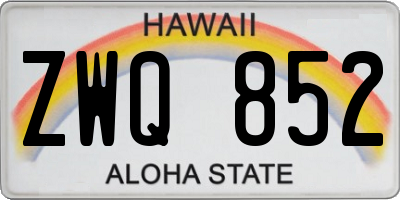 HI license plate ZWQ852
