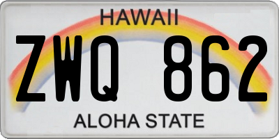 HI license plate ZWQ862