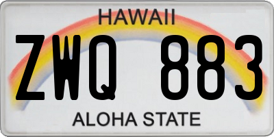 HI license plate ZWQ883