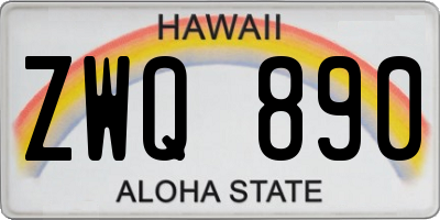 HI license plate ZWQ890