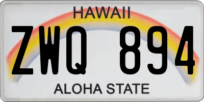HI license plate ZWQ894