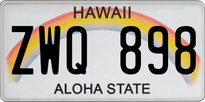 HI license plate ZWQ898