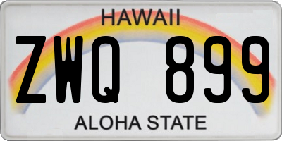 HI license plate ZWQ899