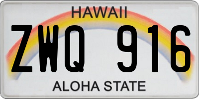 HI license plate ZWQ916