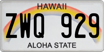 HI license plate ZWQ929