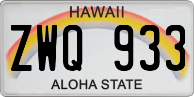 HI license plate ZWQ933