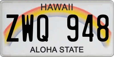 HI license plate ZWQ948