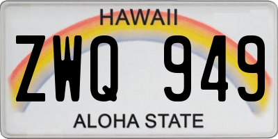 HI license plate ZWQ949