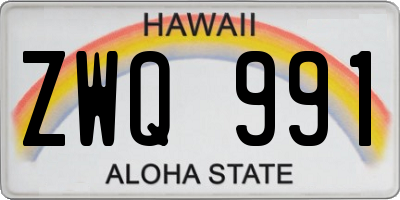 HI license plate ZWQ991