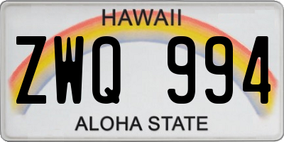 HI license plate ZWQ994
