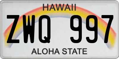 HI license plate ZWQ997