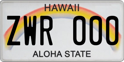 HI license plate ZWR000
