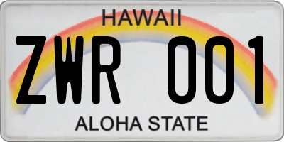 HI license plate ZWR001