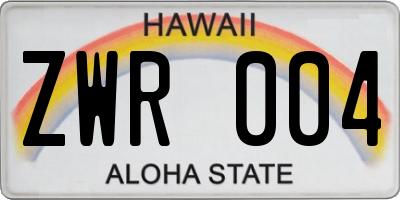 HI license plate ZWR004