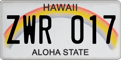 HI license plate ZWR017