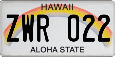 HI license plate ZWR022