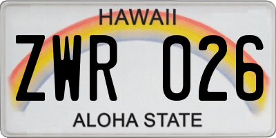 HI license plate ZWR026