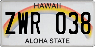 HI license plate ZWR038