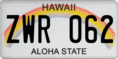 HI license plate ZWR062