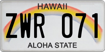 HI license plate ZWR071