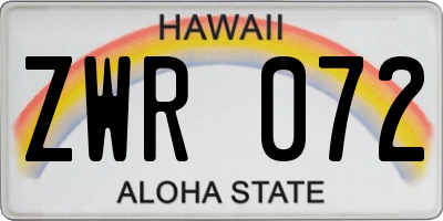 HI license plate ZWR072