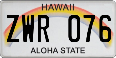 HI license plate ZWR076